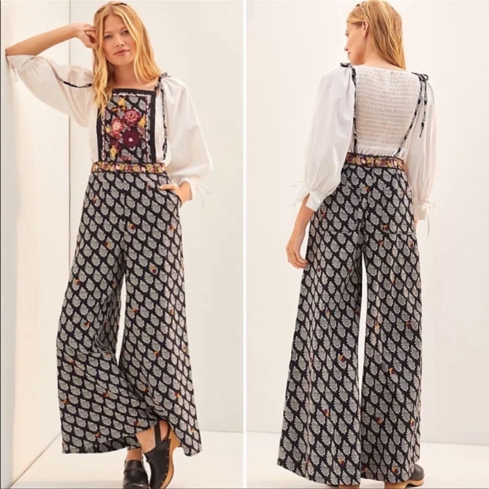 Anthropologie Paisley Print Black Apron Jumpsuit Size 2 NWOT - Picture 10 of 11